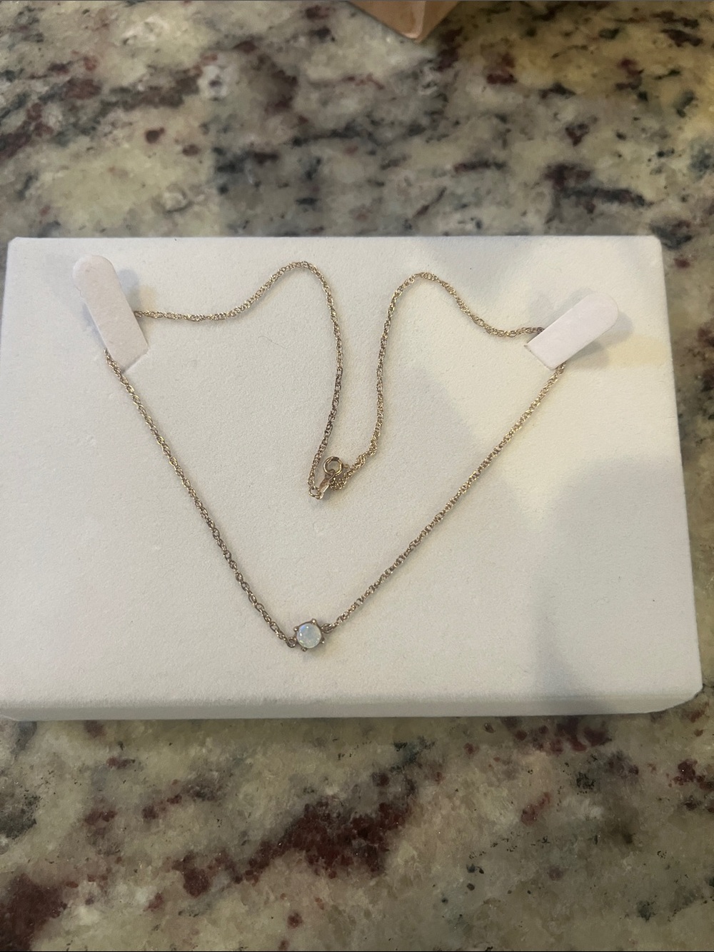 Gold Chain Necklace with Opal Pendant - Elegant Women's Jewelry